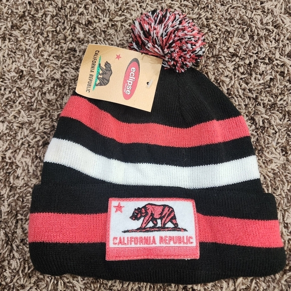 California Republic Accessories - New Eclipse Multi Color California Republic Cuffed Knit Winter Pom Beanie